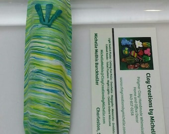 Mezuzah Green Blue Yellow striped (#35)