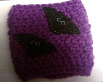 Halloween Cup Cozy with Bat Appliques
