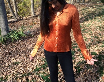 1980 blouse orange/ vintage blouse orange/ vintage 1980 blouse/
