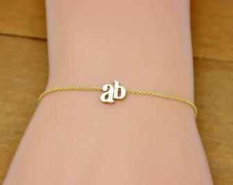 Minimal Initial Bracelet in Gold or Silver, Personalized name Bracelet, Letter Charm Bracelet, Gift for her, Bridesmaids Jewelry