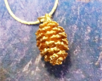 Real Leaf Jewelry, Baby PINE CONE,24K gold dipped, necklace pendant, choice of chain, Natures Leaves