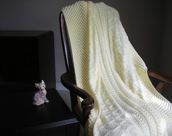 Knitted Afghan in Off White