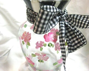 Hand Painted Rose Vase