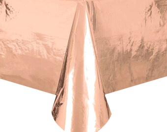 Metallic Rose Gold Tablecover/ Shiny Rose Disposable Table Cover/ Rose Gold Cake Table Cover/ Rose Gold Party Supplies/ Rose Gold Tablecover