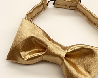Gold Silk Bow tie, Gold Bowtie, Gold Christmas Bow tie, Men's Gold Bow tie, Kids Gold Bow tie, Gold Bow tie, Gold Wedding Bow tie