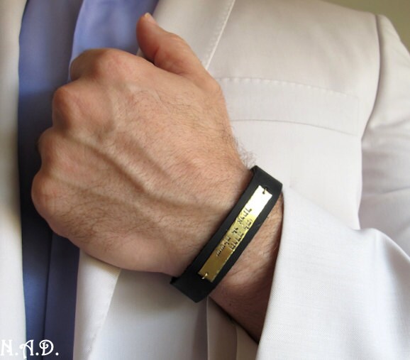 Jewish Bracelet. Personalized Leather Cuff Bracelet.