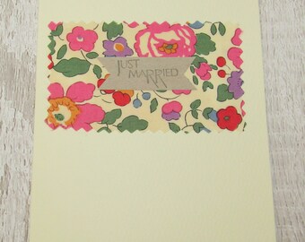 Liberty Print Fabric Just Married Card