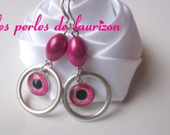 Pink cat's eye earrings