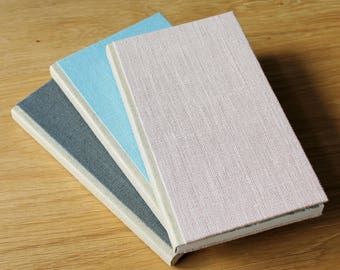 Tall Linen Notebook with Soft Covers and Gold Linen Spine