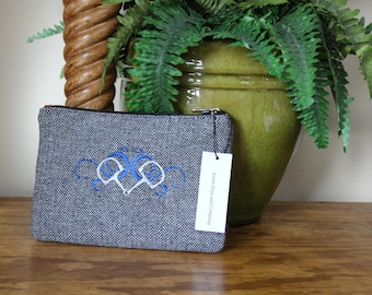 Equestrian Gift, Zippered Pouch, Small Purse, Herringbone purse, Birthday gift, Tweed Purse, Tweed Tote, Horse bit, Royal Swirls