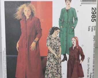 McCall's 2985 Women's Plus Size Petite Dress 2 Lengths RR 18W-24W 36-42 Factory Folded