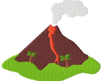 Erupting Volcano Embroidery Design - Instant Download