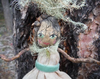 Art Doll,Figurative Art,Stick Art Doll,Vintage Hankie Stick Doll,OOAK Art Doll,Twig Sculpture w/ Vintage Linens,Nature Inspired Art Doll
