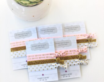 Pink and Gold Hen Party Favors, Bachelorette Hair Ties, Bachelorette Party Decorations, Pink and Gold Bachelorette, Hair Tie Favors