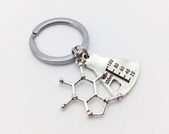 Chemistry Keychain Chemistry Gift Laboratory Keychain Laboratory Gift Molecule Keychain Molecule Gift Molecule Keyring Science Keychain Gift