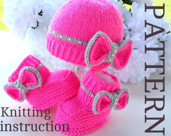P A T T E R N Knitting Baby Set Baby Shoes Knitted Baby Hat Pattern Baby Booties Baby Boy Baby Girl Pattern ( PDF file )