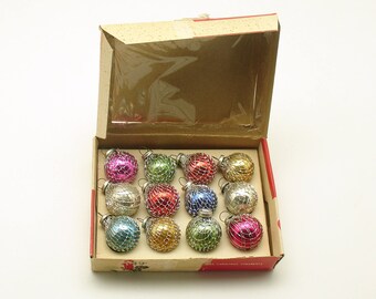 Vintage Christmas Glass Ornaments Feather Tree Netted