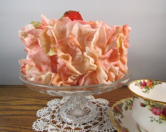 Fake Cake Pink with Beaded Strawberry on Top Faux Flower Petal Cake Top Display Cake Fake Cake