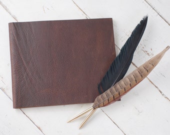 Personalized Leather Guest Book - Rustic Brown Leather & other leather colors - by ClaireMagnolia
