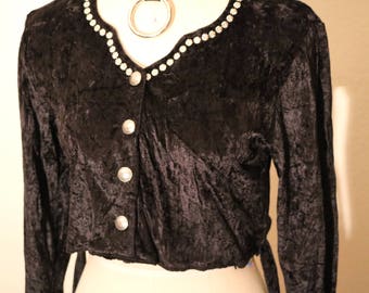 black velvet western crop top