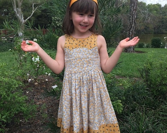 Bee and honeycomb dress for girls