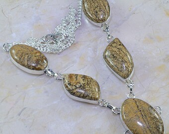 PICTURE JASPER Sterling Silver Necklace 19 1/4"