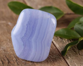 One Top Quality BLUE LACE AGATE Crystal Tumbled Stone - Banded Agate, Blue Agate Stone, Blue Chalcedony Necklace, Blue Agate Pendant E0227
