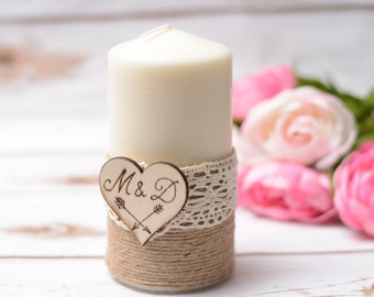 Wedding candle Personalized Rustic Unity Candle Vintage Hochzeitskerze Kerze