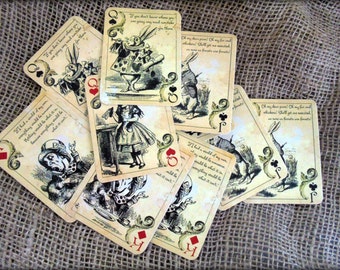 12 Alice in Wonderland Themed Playing Cards - Table Decorations,Tags,Toppers