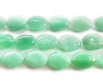 Green Aventurine Puffed Oval Gemstone Beads