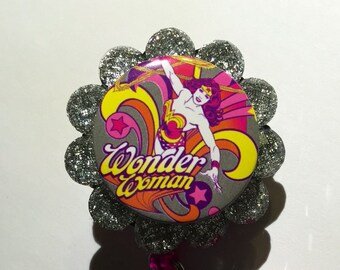 Wonderwoman retractable badge reel holder