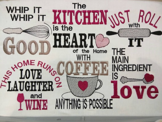  Kitchen cute quotes machine embroidery designs 4x4 5x7