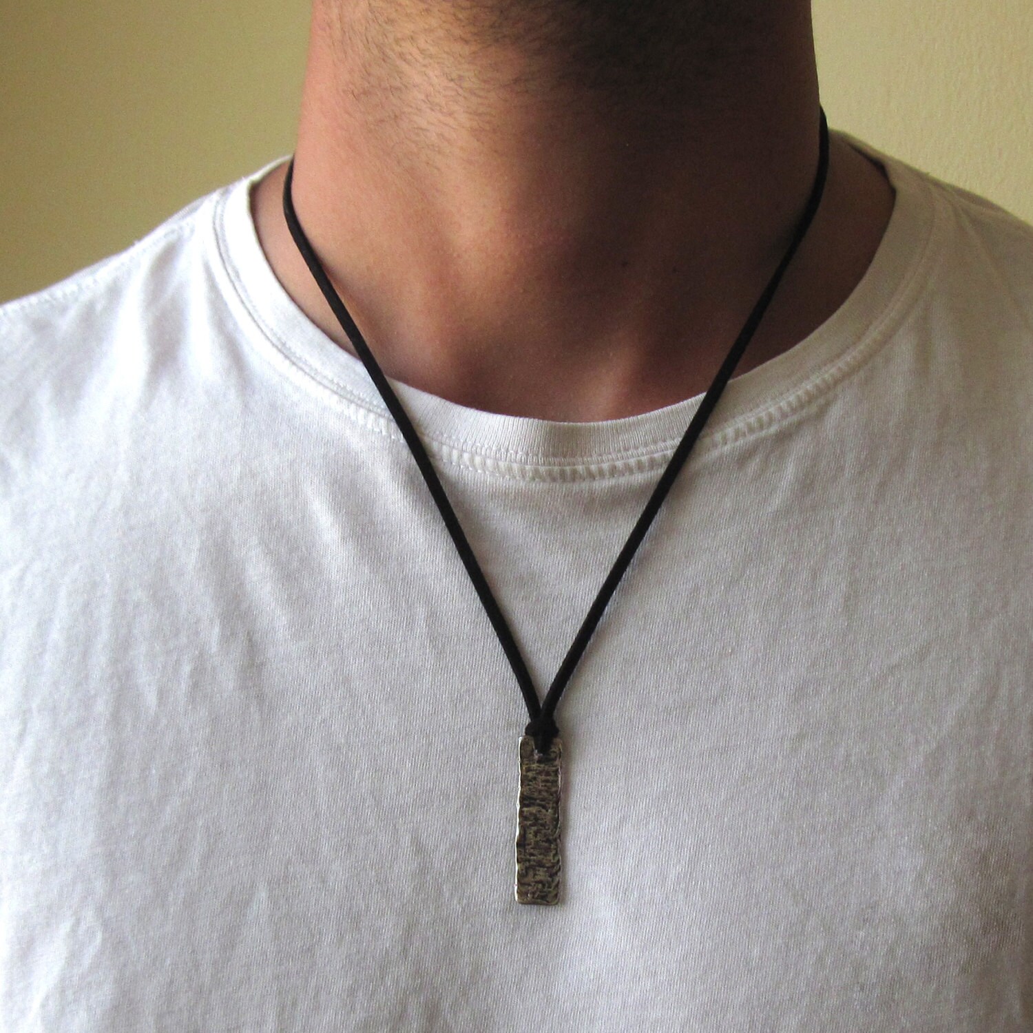 Mens Bar Necklace Mens Necklace Bar Necklace Leather