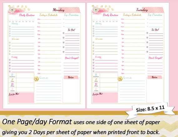 2 page daily planner template