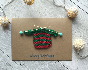 Christmas jumper card, Christmas jumper knitted card, Novelty Christmas card, Unique Christmas card, Ugly Christmas Sweater, Xmas Cards