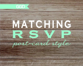 Matching RSVP Cards Post Card Style (front and back) - Printed or Digital File