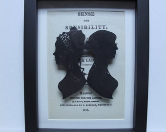 Sense and Sensibility Jane Austen - Framed papercutting - handmade - book gift