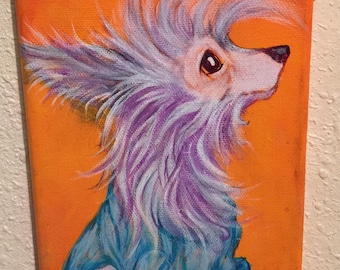 Chinese Crested painting, CourtsArt, dog art print,