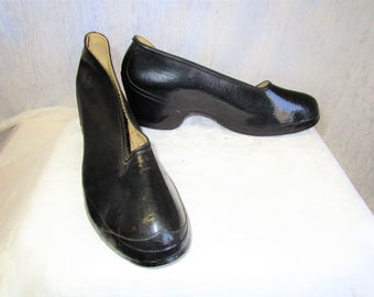 30s 5 1/2 Galoshes British Rubber Plainover Claire Women's Rain Boots