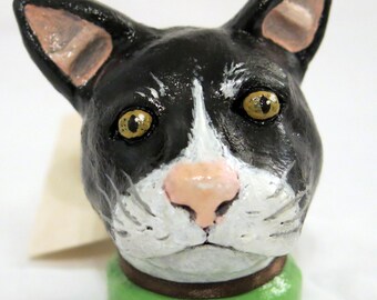 SALE! Tuxedo Cat Ceramic Sculpture