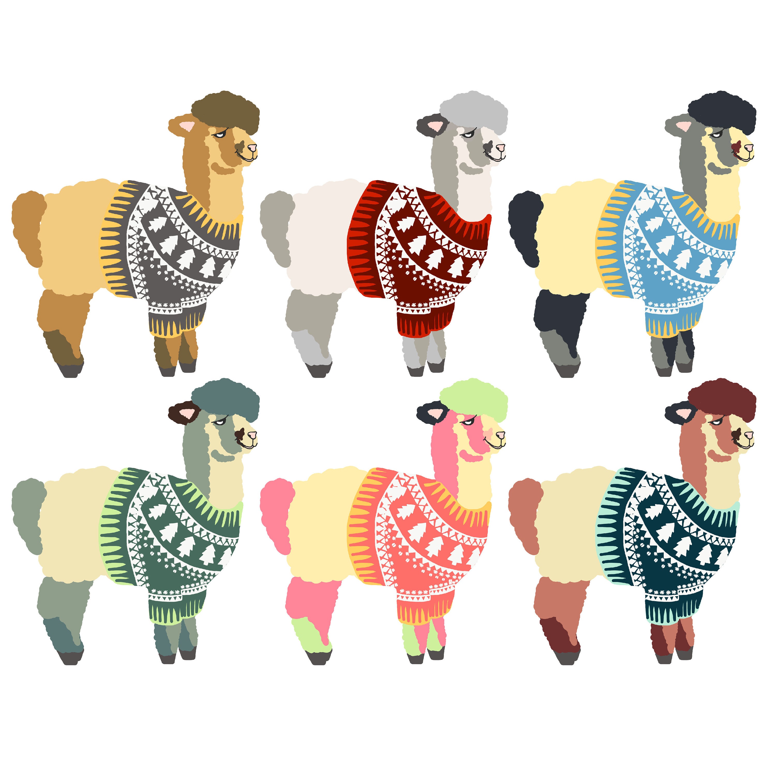 Download Alpacas Wearing Sweaters Clip Art Clipart Alpacas Alpaca