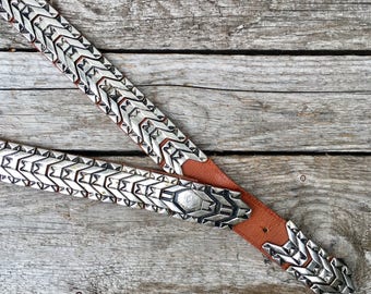 Brown Leather & Silver Metal Southwestern Belt