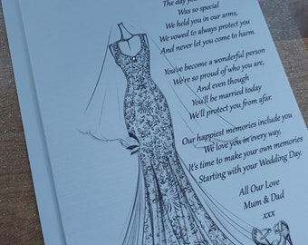 Handmade Personalised A5 To Daughter On Her Wedding Day Card Hand Drawn Design