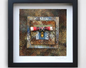 Zen Art, Zen Collage Art, Zen Framed Art, zen Mixed Media Decor, Zen Decor, Re Purposed Art, Up Cycled Art, Unique One of a Kind Art, Gift
