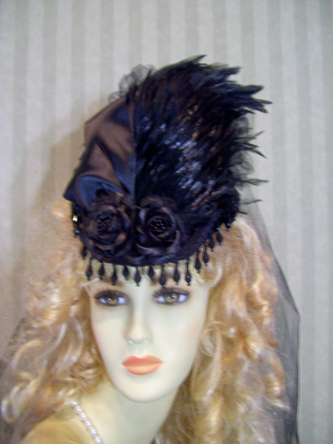 Steampunk Mini Riding Hat Victorian Hat 1800s Style Hat BlaCk