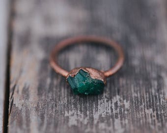 Raw Emerald Ring | May Birthstone Ring | Rough Emerald Ring | Gemstone Ring | Emerald Ring | Boho Ring | Raw Crystal Ring | Raw Stone Ring