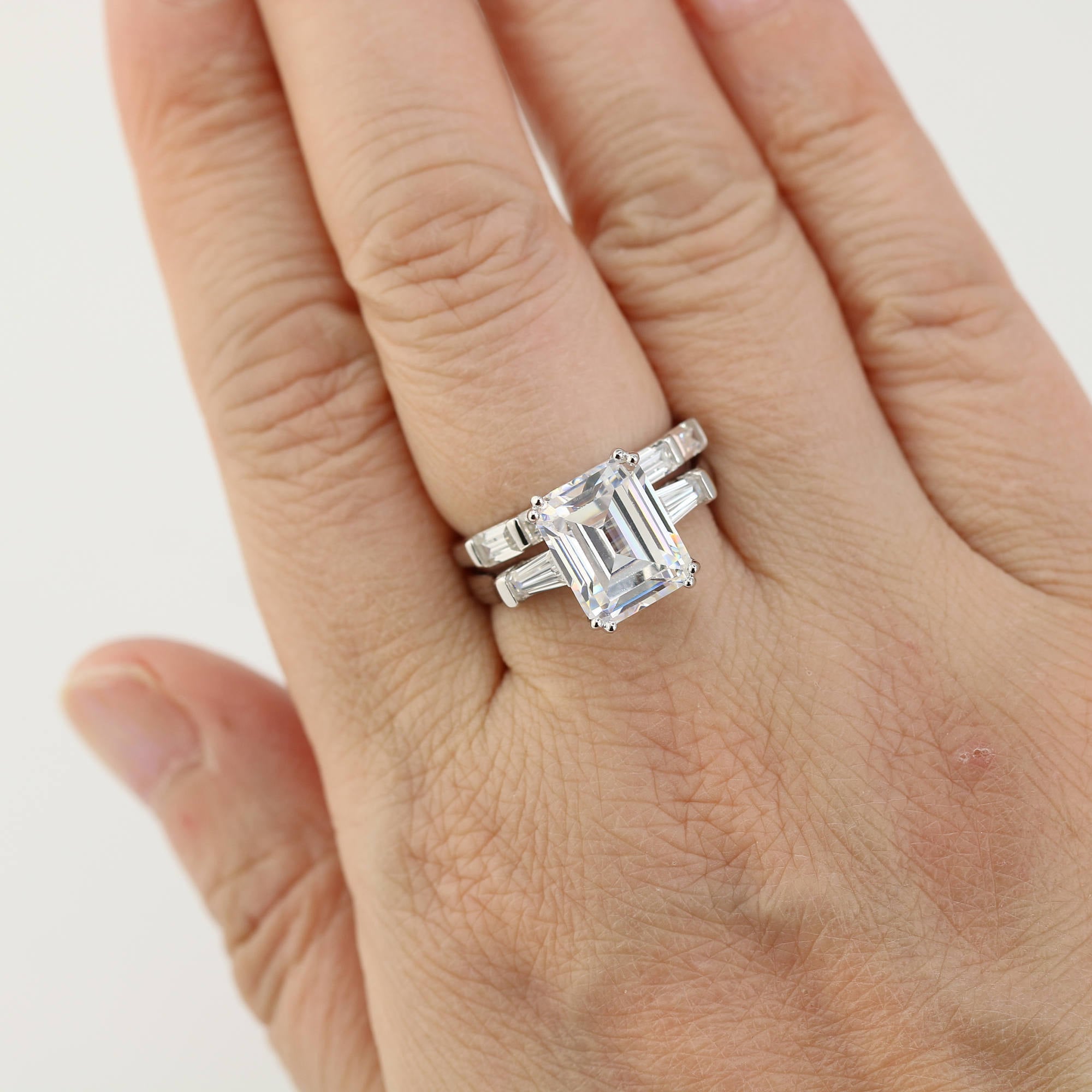 6.3ctw Wedding Ring Set 5 Carat Emerald Cut Ring Engagement 6.3ctw Wedding Ring Set 5 Carat Emerald Cut Ring Engagement