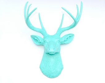 Faux Taxidermy - Aqua Faux Deer Head - Fake Taxidermy Wall Mount D6363