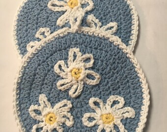 Blue Potholder, Daisy Potholder