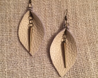 White Leather Calla Lilly Earrings